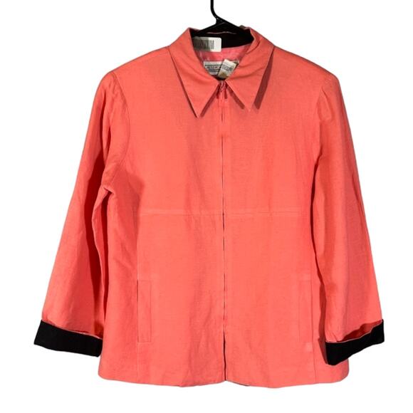 Jessica Howard Pink Full Zip Linen Blend Formal Business Jacket Women Sz 12 - Picture 1 of 8